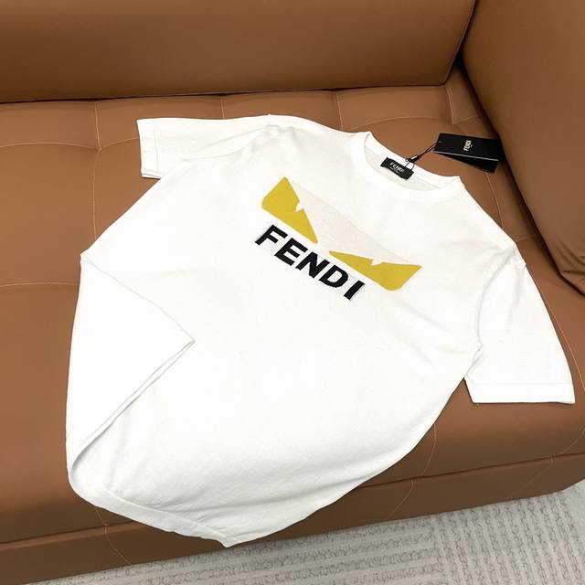 High version Fendi 2025 new pure cotton knitted short-sleeved round neck T-shirt