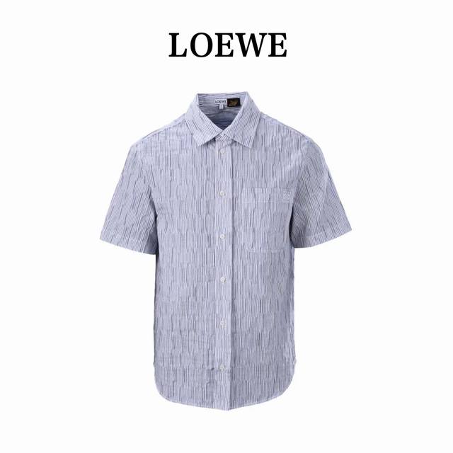 Loewe striped wave texture short-sleeved shirt The triple golden ratio cotton bl