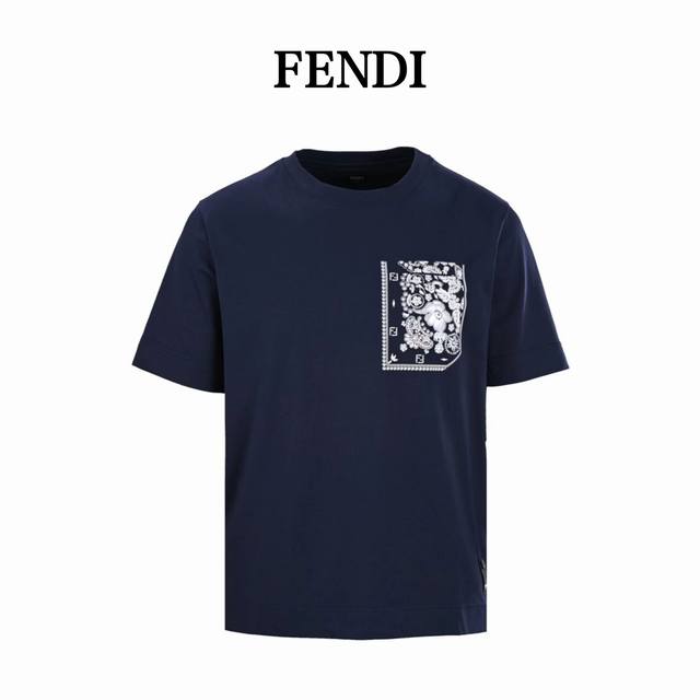 Fendi Fd Coral Flower Pocket Short Sleeve T-shirt It is woven with high-count lo