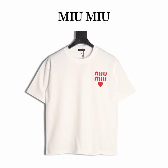 Miumiu 25Ss Heart Short Sleeve T-shirt The fabric is made of customized 240G 26-