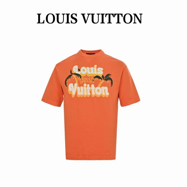Louis Vuitton 25Ss Coconut Tree Jacquard Orange Knitted Short Sleeve Originally