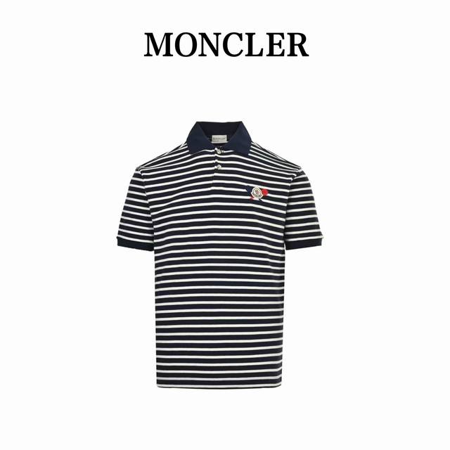 Moncler 25Ss tennis racket embroidered striped knitted Polo with brand embroider