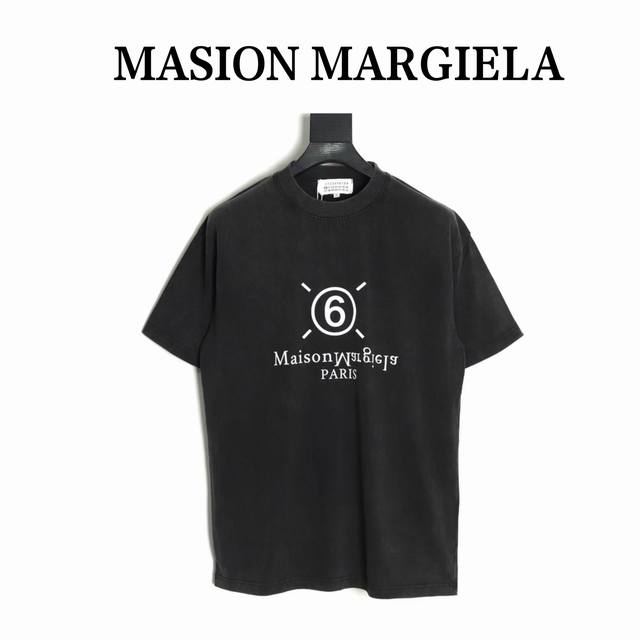 Maison Margiela 25Ss washed letter short-sleeved T-shirt The fabric is woven and