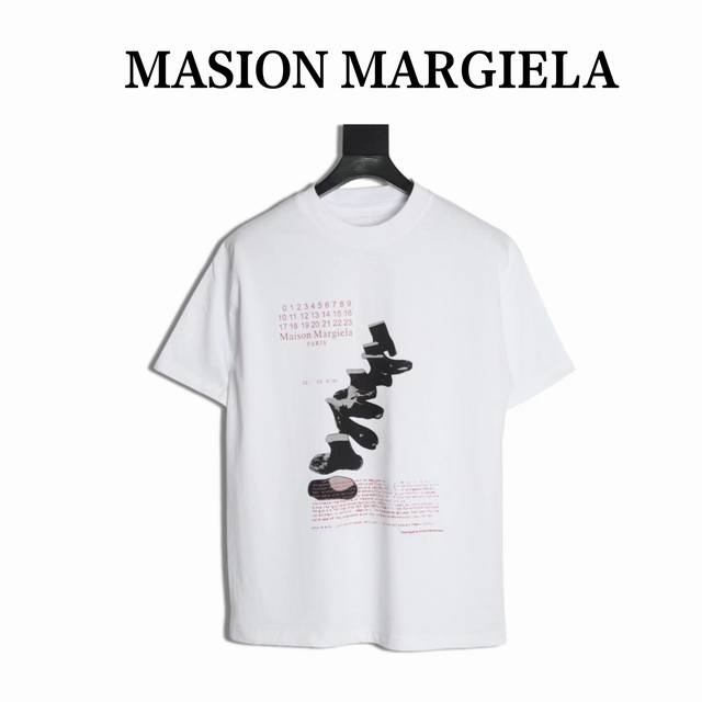 Maison Margiela 25Ss boots print short-sleeved T-shirt The fabric is woven and d