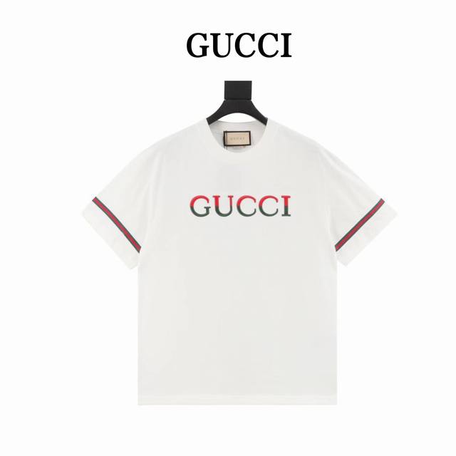 Gucci red and green three-dimensional embroidery ribbon short sleeves Size:Xs-Xl