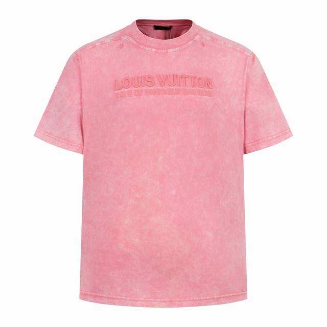 Exclusive supply of Lv washed powder letter embroidery short sleeves fabric is m