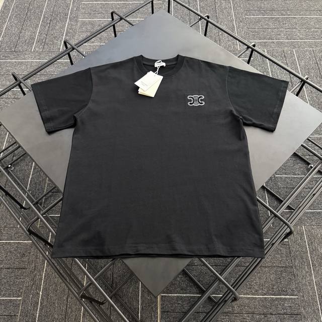 Style No. C001 Celine reverse patch embroidery hand-destroyed Logo short-sleeved