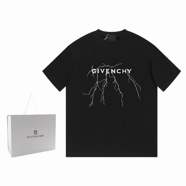 Givenchy#Gifanxi reflective lightning print short-sleeved T-shirt, official orig