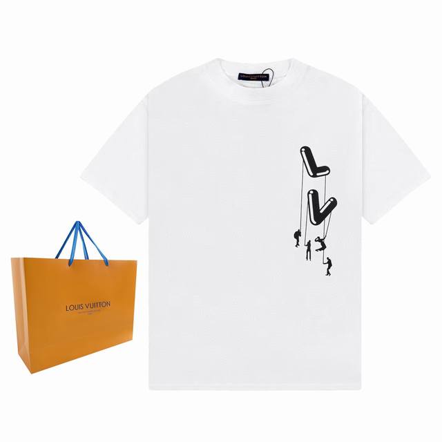 Louis Vuitton 24Ss paratrooper pattern printed classic short-sleeved T-shirt Cus