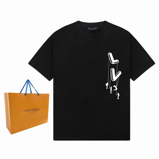 Louis Vuitton 24Ss paratrooper pattern printed classic short-sleeved T-shirt Cus
