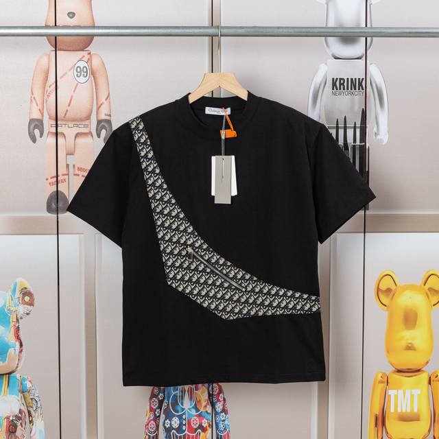 Dior new cloth rubbed color pocket short-sleeved T-shirt, high-quality nylon pur