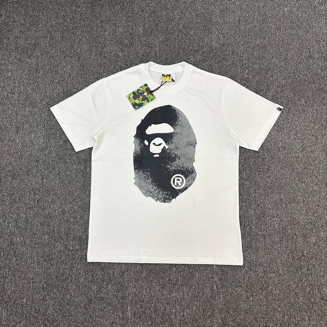 Xx113 A Bathing Ape Ss25 bleached ape print short sleeves 270g weight linen cott