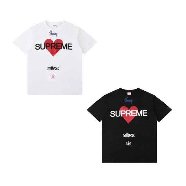 White background Supreme Ss25 Week1 Announcing Tee Heart-shaped Logo pattern rou