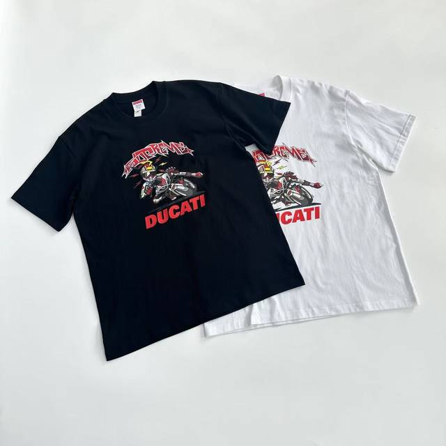 9036 White background Supreme X Ducati Ducati joint SS25 new Bike Tee joint comi