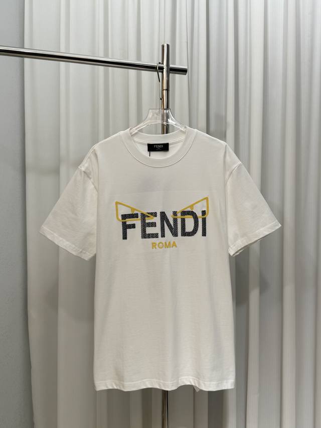 Fendi Fendi heavy embroidery Lafayette logo unisex short-sleeved T-shirt Customi