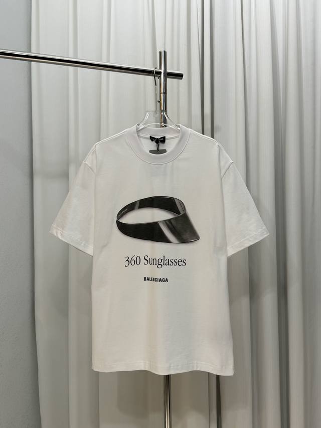 Balenciaga unisex short-sleeved T-shirt Sunglasses letter logo Customized 260g 1
