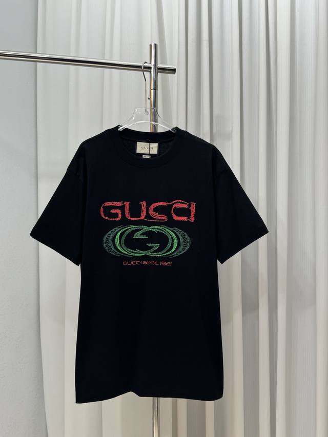 Gucci front and back three-dimensional letter logo unisex short-sleeved T-shirt