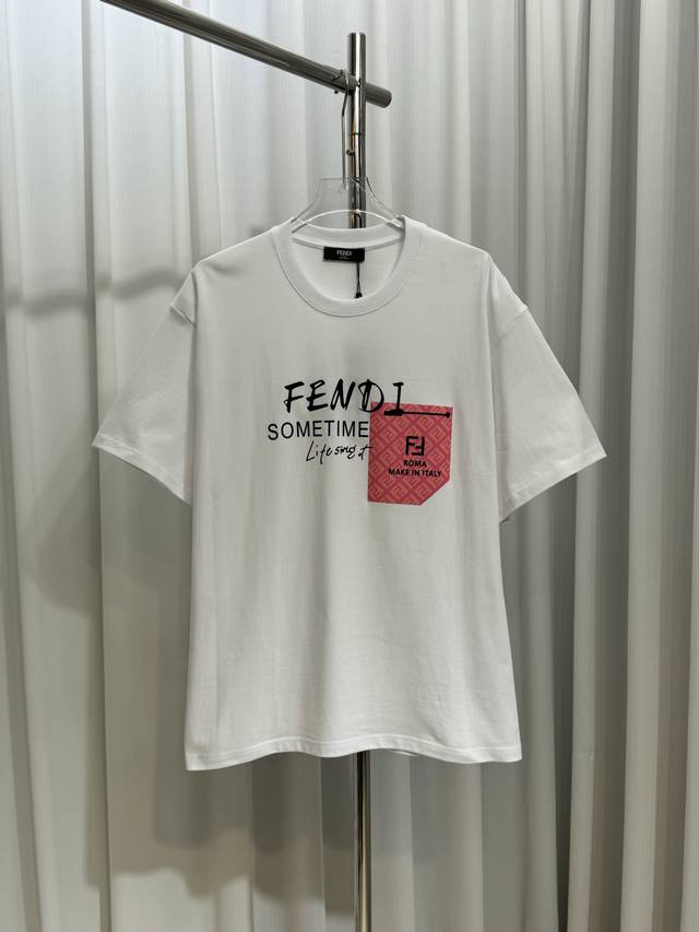 Fendi three-dimensional embossed letter logo unisex short-sleeved T-shirt Custom