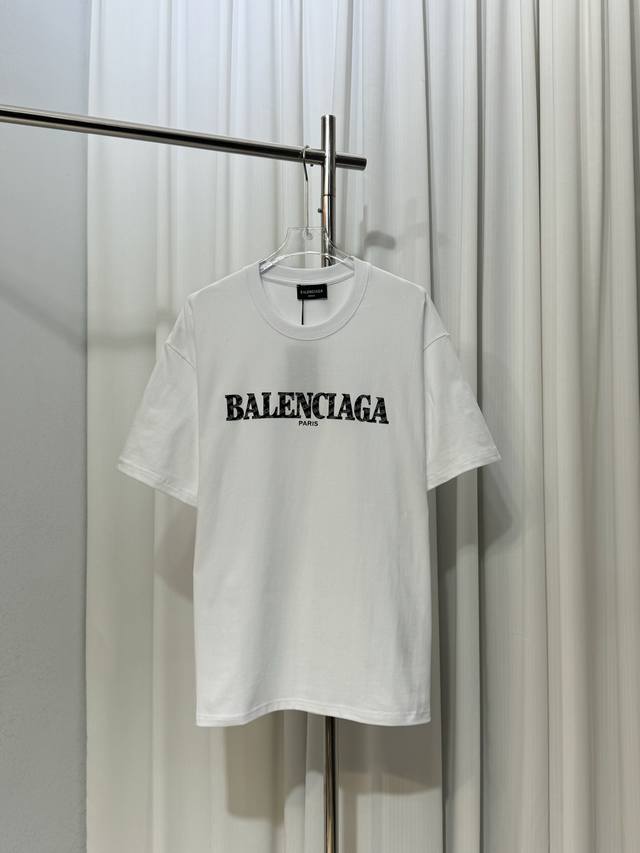 Balenciaga laser offset printed letter logo custom leather patch unisex short-sl