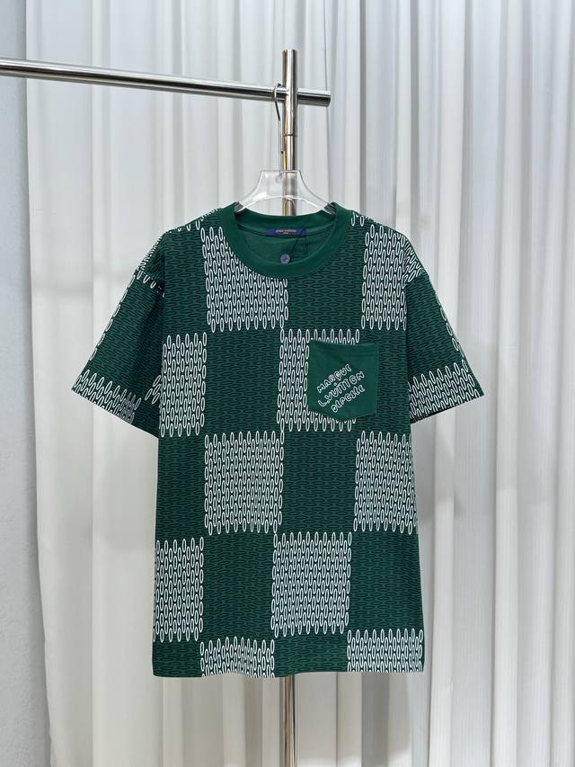 Lv Donkey full-print chest pocket embroidered logo unisex short-sleeved T-shirt