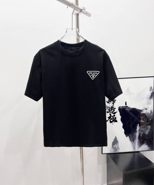 Style number: Df27# Prada classic triangle logo small letter print short-sleeved