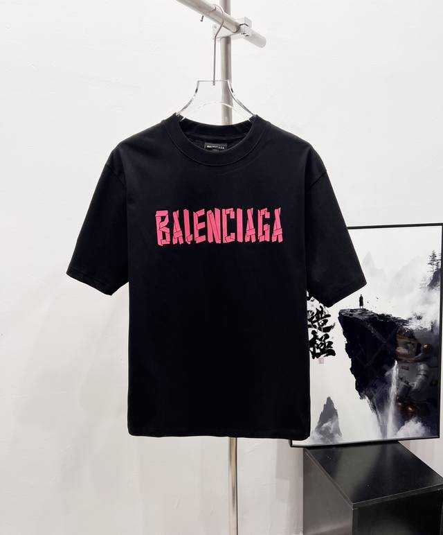 Style number: Df26# Balenciaga 3D leather label hot stamping short-sleeved T-shi