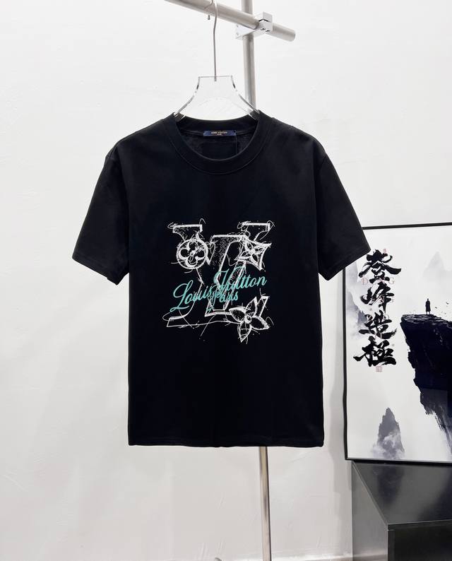 Style number: Df07# Lv Louis Vuitton large logo floral letter print round neck s