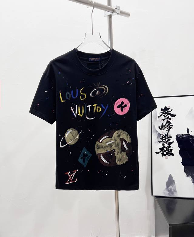 Style number: Df06# Lv Louis Vuitton new paint print graffiti short-sleeved T-sh