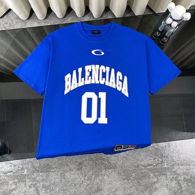 Balenciaga 2025 New Retro Basketball T-shirt Printed Logo Round Neck Short Sleev