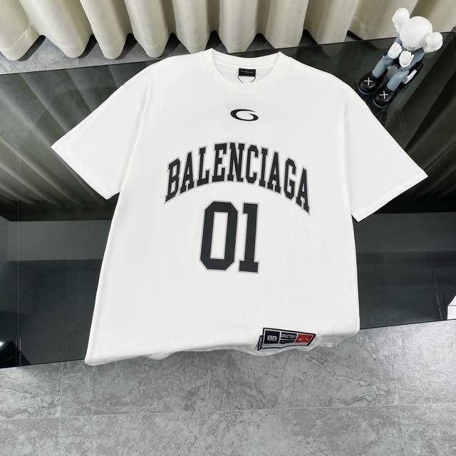Balenciaga 2025 new retro basketball T-shirt with printed logo, round neck and s
