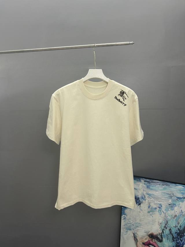 Burberry embroidered 2025 spring and summer classic round neck short-sleeved T-s
