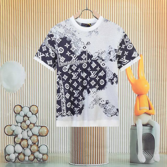 Louis Vuitton Lv ink cashew flower jacquard logo knitted short sleeves This shor