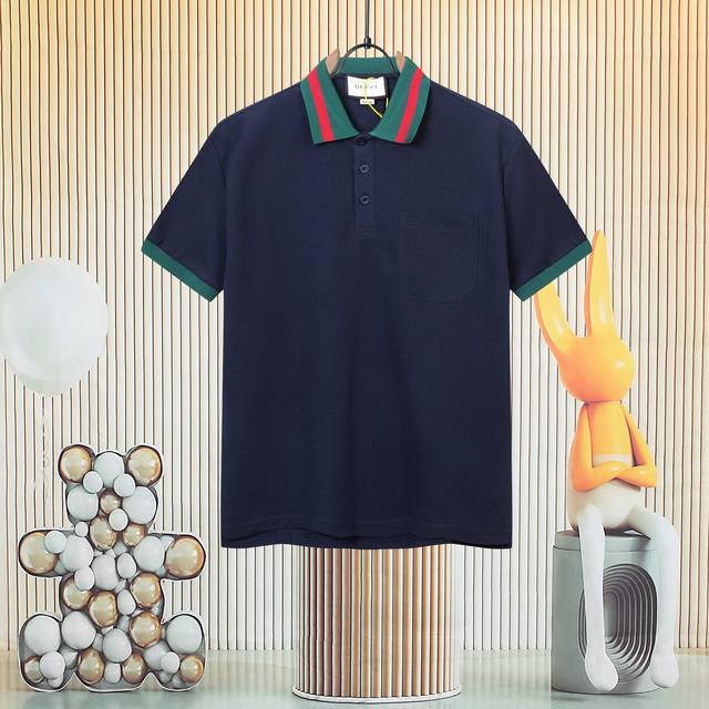 Gucci Double G embroidered collar and pocket Polo shirt with different colors Or