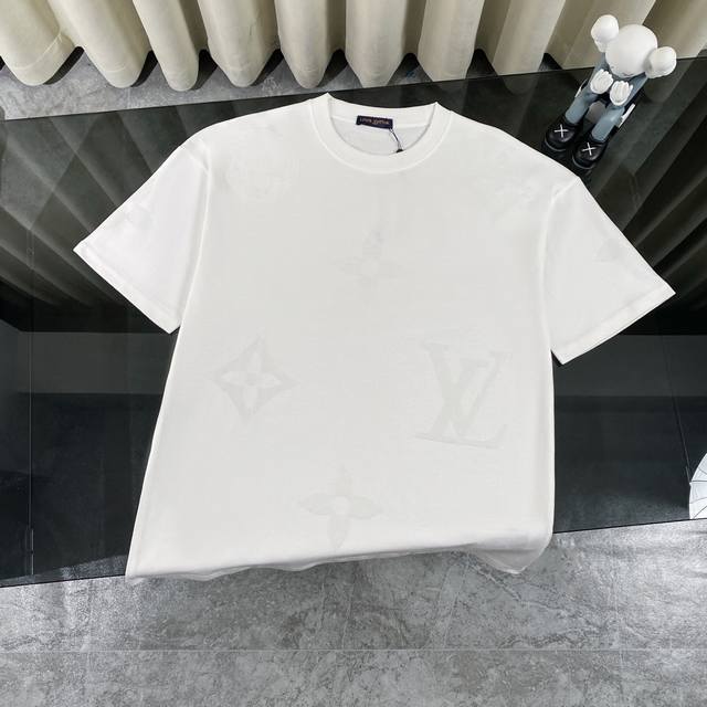 Louis Vuitton Lv 2025 new classic old flower flocking print short sleeve round n