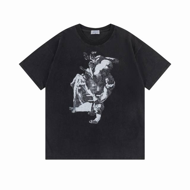 9039#, Off White new loose fit short-sleeved T-shirt Size: SML Xl Color: Washed