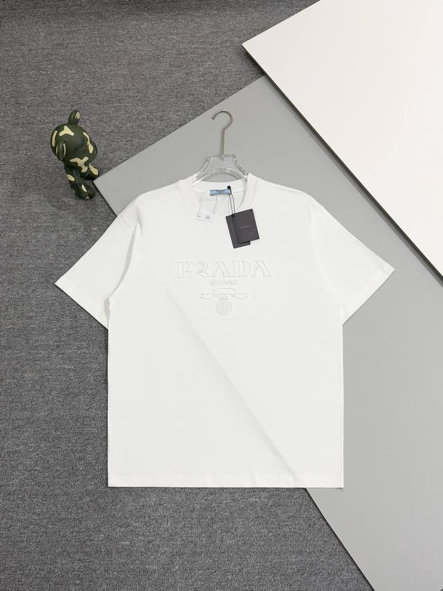 high version] Prada 25Ss new men's round neck short-sleeved T-shirt, high-tech h