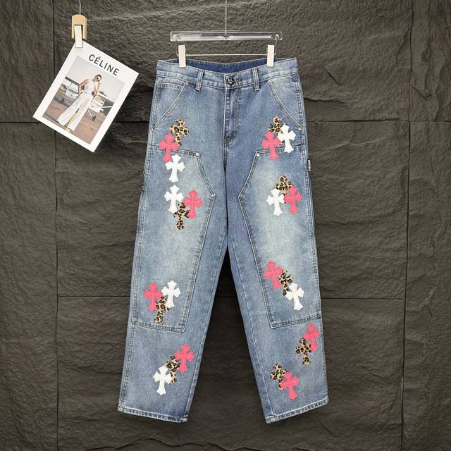 Chrome Hearts 2025 new multi-pocket lumberjack leopard print pink and white cros