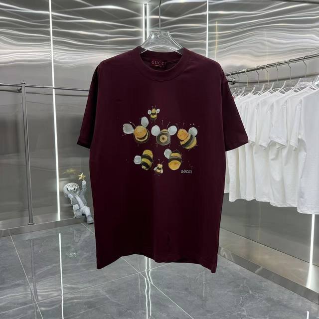 Gu 2025 spring and summer new round neck short-sleeved T-shirt personalized prin
