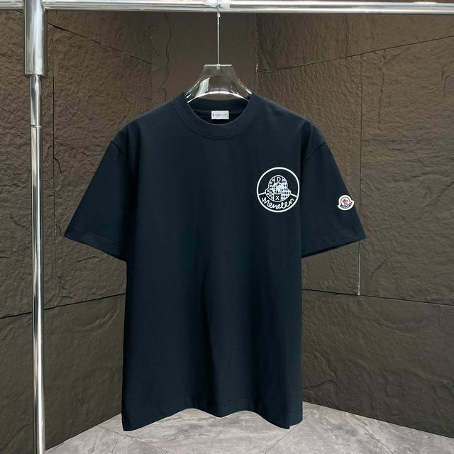 Moncl* 2025 Spring and Summer New Short Sleeve T-shirt Heavy Cotton Letter Logo