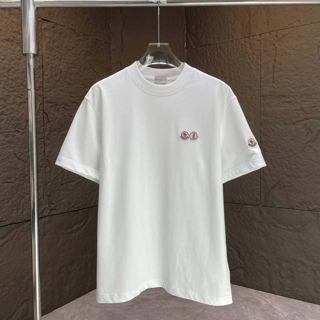 Moncl* 2025 Spring/Summer new short-sleeved T-shirt Heavy cotton Logo small chap