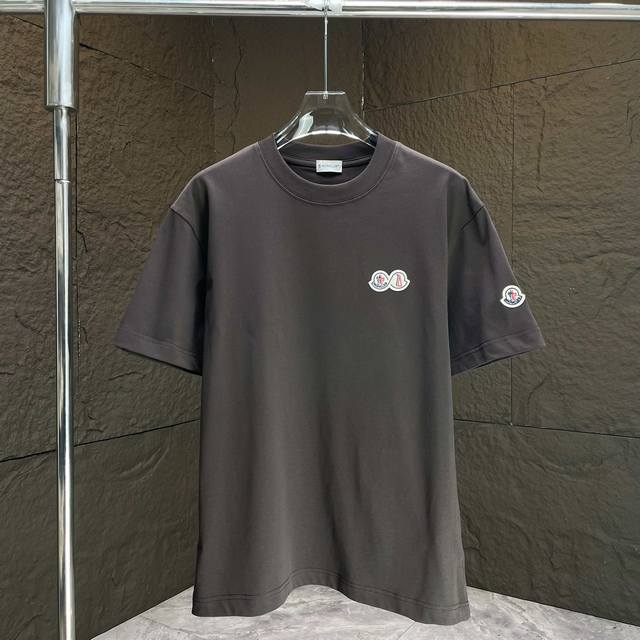 Moncl* 2025 Spring/Summer new short-sleeved T-shirt Heavy cotton Logo small chap