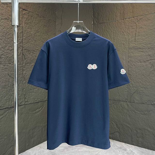 Moncl* 2025 Spring/Summer new short-sleeved T-shirt Heavy cotton Logo small chap