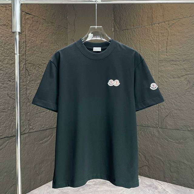 Moncl* 2025 Spring/Summer new short-sleeved T-shirt Heavy cotton Logo small chap