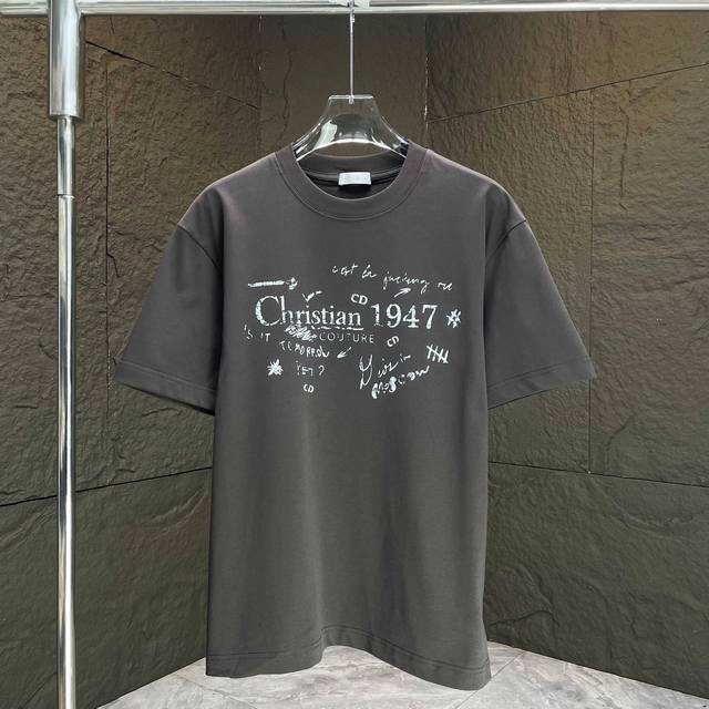 Dio* Dior* 2025 Spring/Summer new short-sleeved T-shirt Heavy cotton letter logo