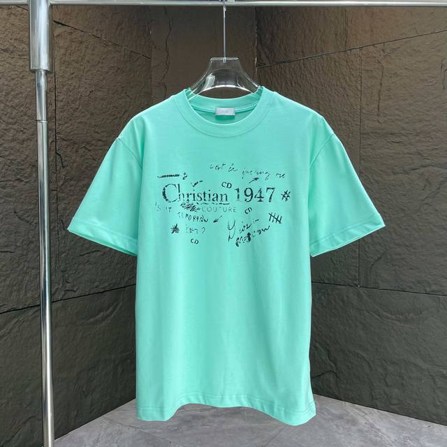 Dio* Dior* 2025 Spring/Summer new short-sleeved T-shirt Heavy cotton letter logo