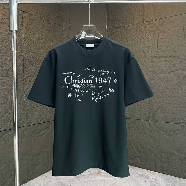 Dio* Dior* 2025 Spring/Summer new short-sleeved T-shirt Heavy cotton letter logo