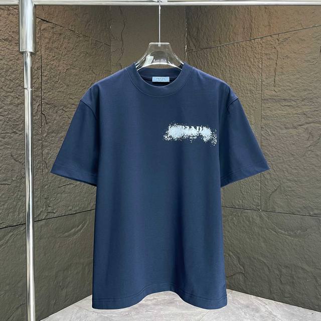 Prad* 2025 Spring/Summer new short-sleeved T-shirt Heavy cotton letter logo prin
