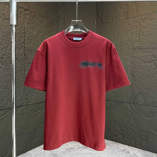 Prad* 2025 Spring/Summer new short-sleeved T-shirt Heavy cotton letter logo prin