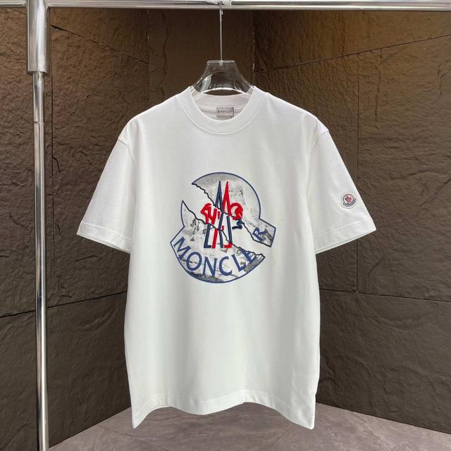 Moncl* 2025 Spring and Summer New Short Sleeve T-shirt Heavy Cotton Letter Logo