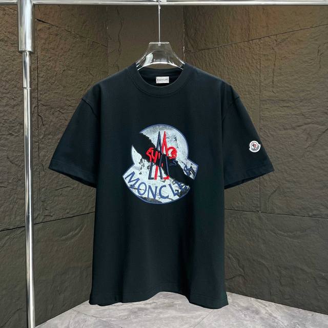 Moncl* 2025 Spring and Summer New Short Sleeve T-shirt Heavy Cotton Letter Logo